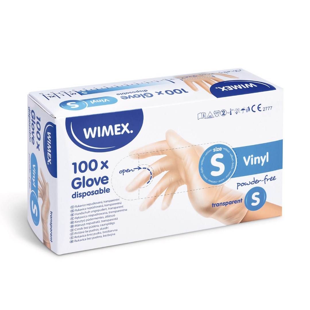 Vinylové rukavice veľkosť S, 100 ks biele, nepudrované