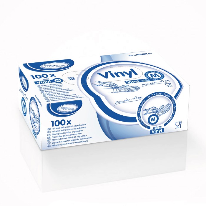 Vinylové rukavice veľkosť M, 100 ks biele, nepudrované
