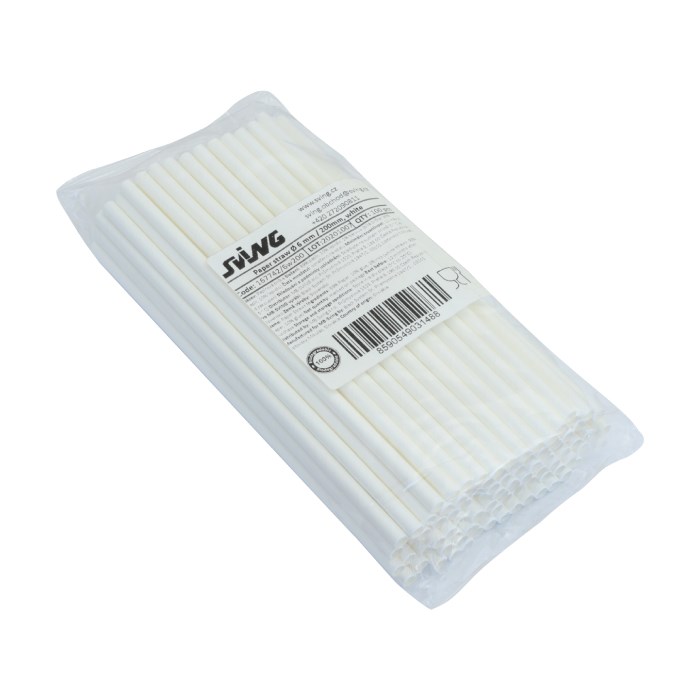 slamky papierové rovné 20 cm, O 6 mm 100 ks biela