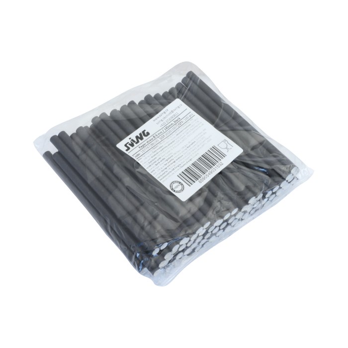 JUMBO paper cocktail straws 14.5 cm, Ø 8 mm 100 pcs black