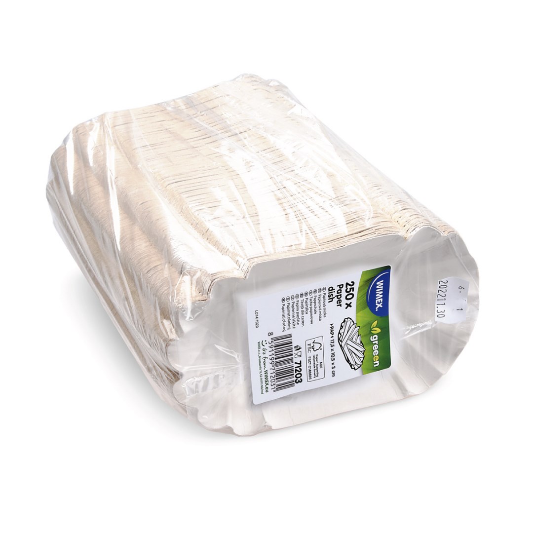 Papierová miska oválna 10,5 x 17,5 x 3 cm, nepremastiteľné, 250 ks