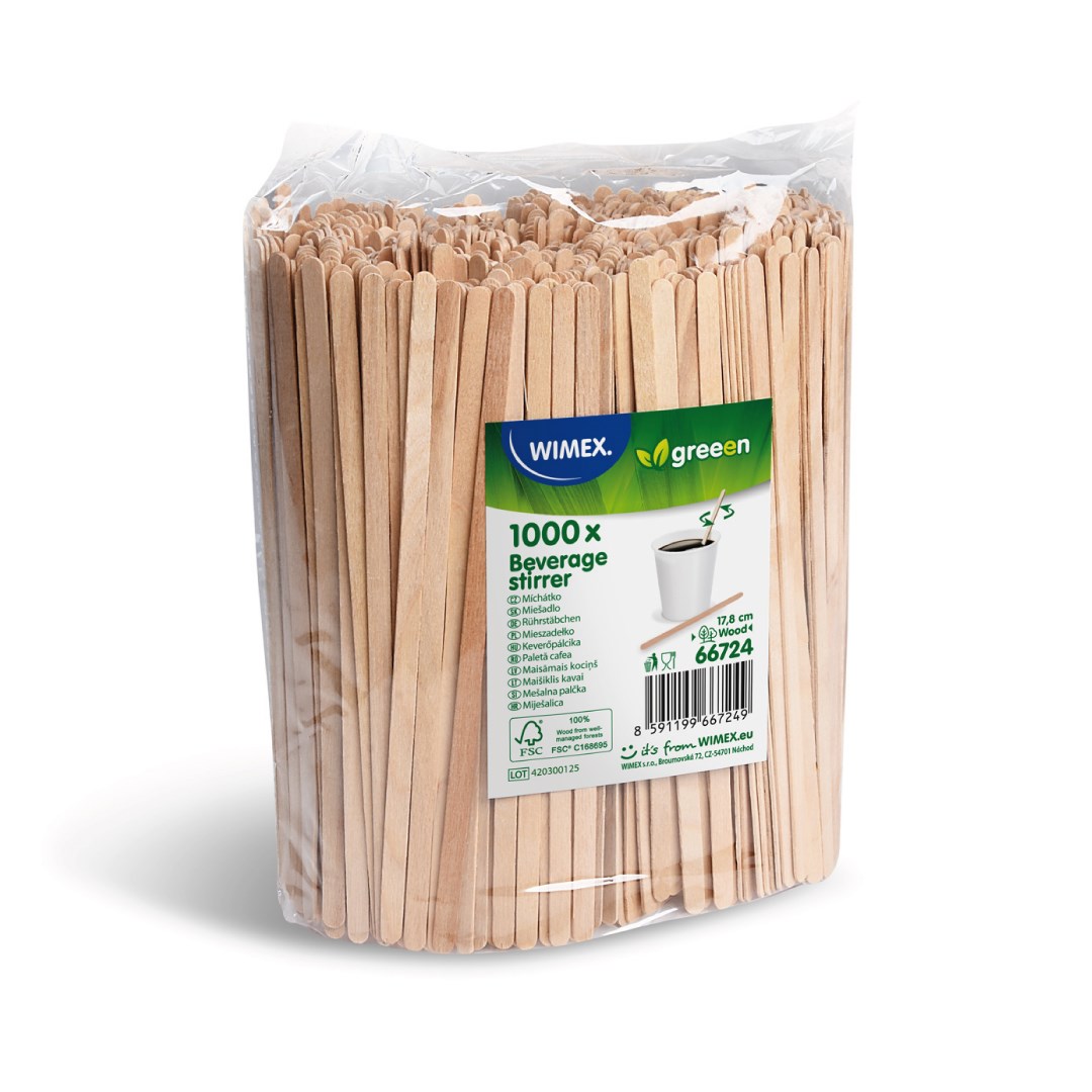 miešadlá 17,8 cm/1000 ks drevené na kávu