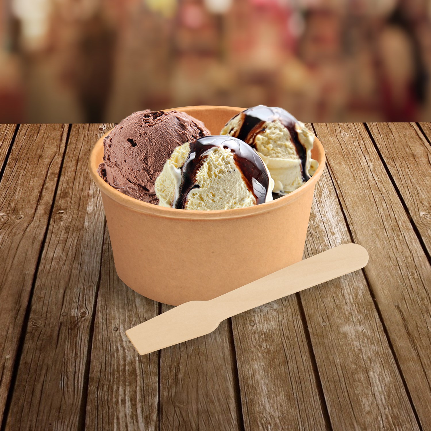 lyžička na zmrzlinu z dreva 9,5 cm, 500ks