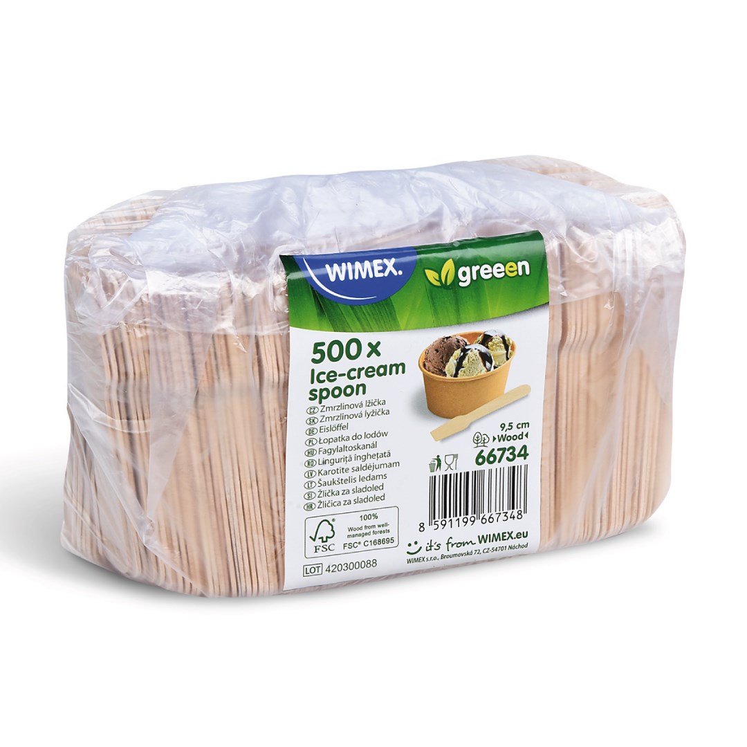 lyžička na zmrzlinu z dreva 9,5 cm, 500ks