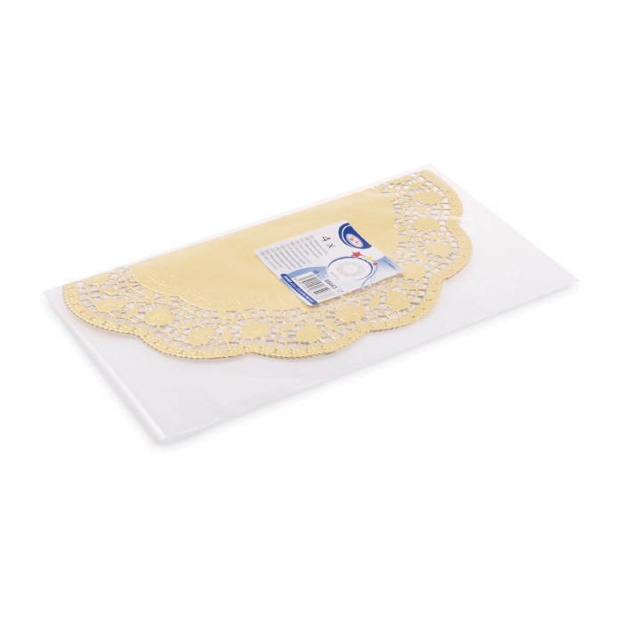 čipky dekoratívne 33 cm 4 ks / okrúhle, zlaté