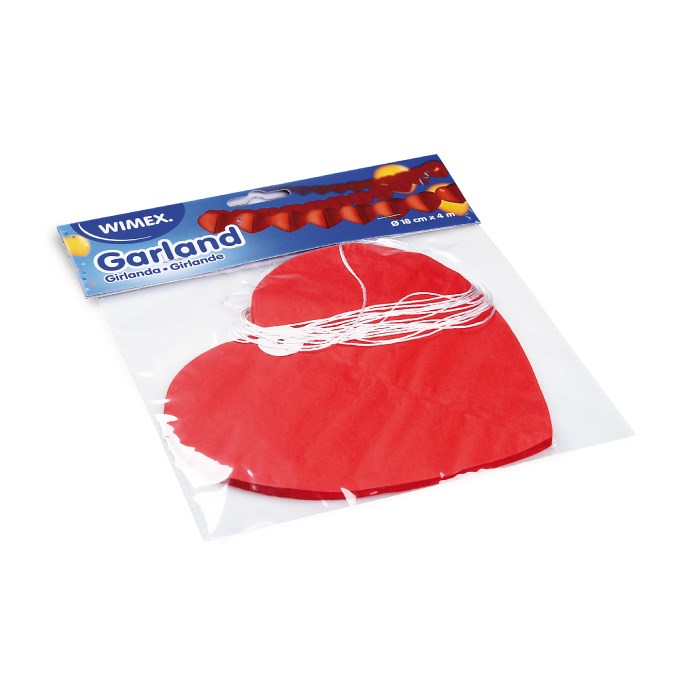 Papierová girlanda SRDCE, 18 cm, 4 m