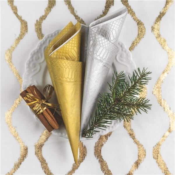 Papierové obrúsky 33 x 33 cm, 3-vr., strieborné, 20 ks