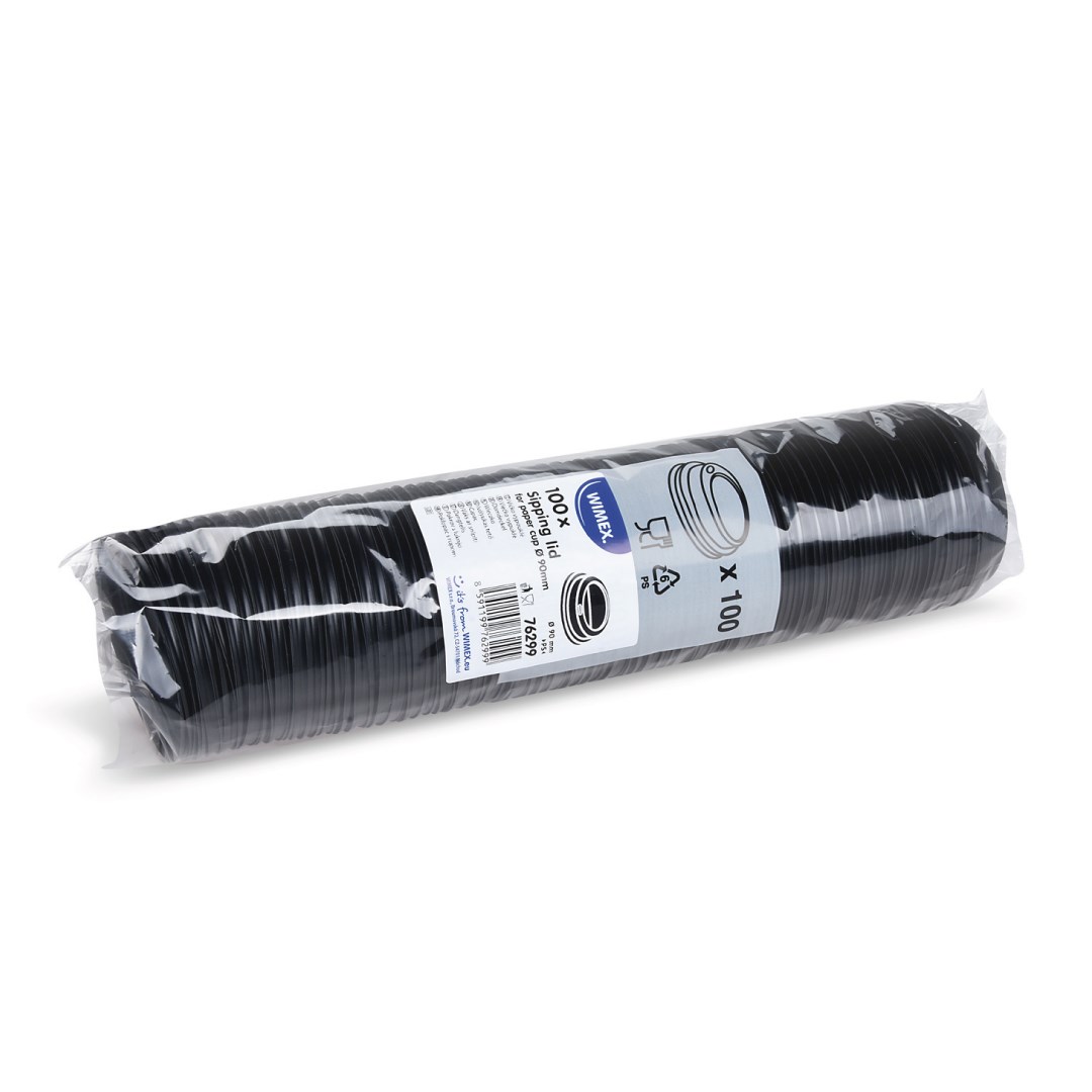 viečko vypuklé čierne pre papierové tégliky priem 90mm 100ks (PS)