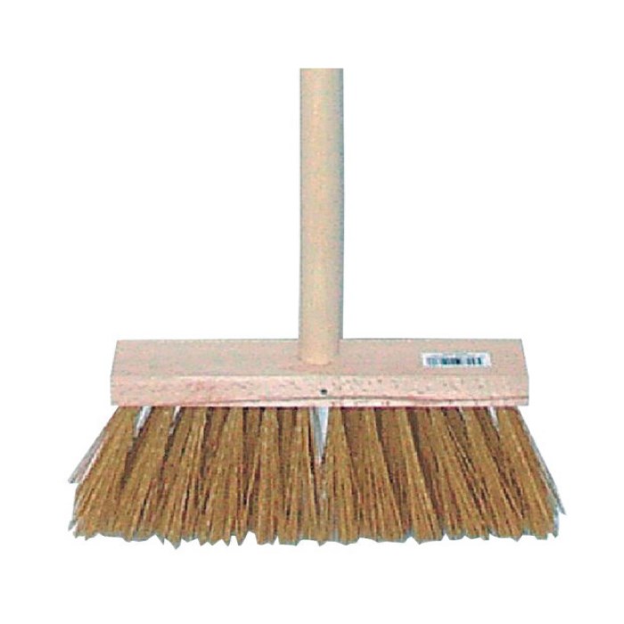Wooden broom with handle