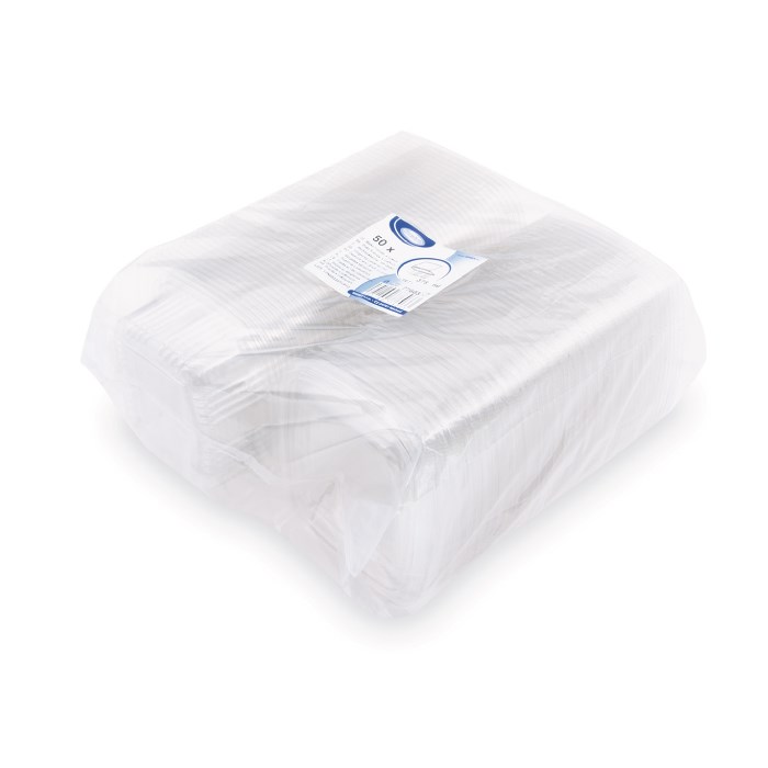 miska hranatá s viečkom 375ml 50ks, rPET priehľadná