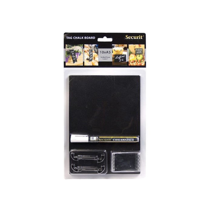 TAG A5 writing board 10pcs + 1x marker and 6x stand, black