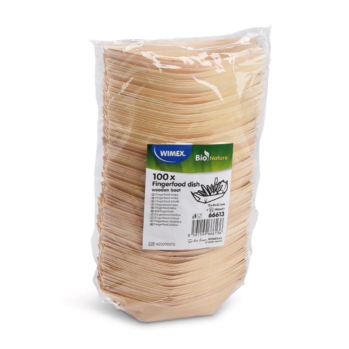 Fingerfood miska drevená, lodička 13x8cm 100ks