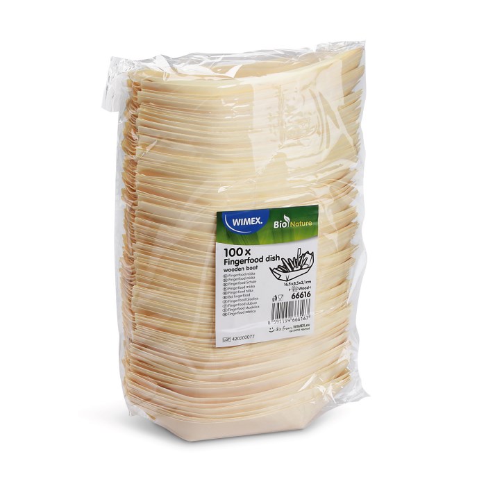 Fingerfood miska drevená, lodička 16,5x8,5cm 100ks