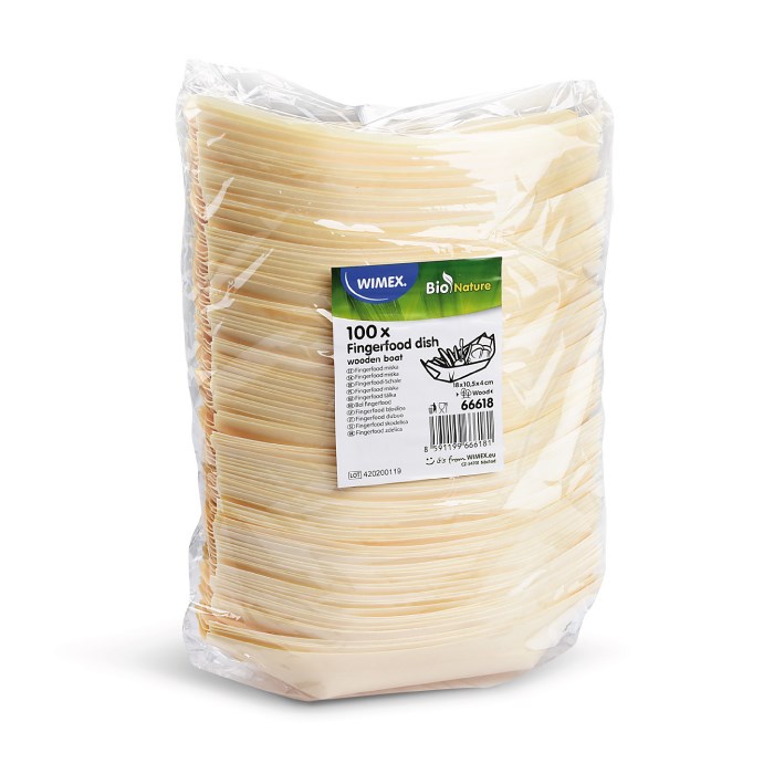 Fingerfood miska drevená, lodička 18x10, 5cm 100ks