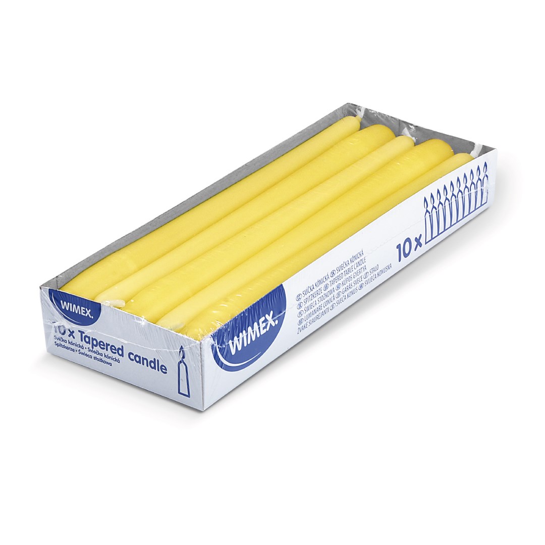 Sviečky 24 cm / 10 ks, žlté, kónické