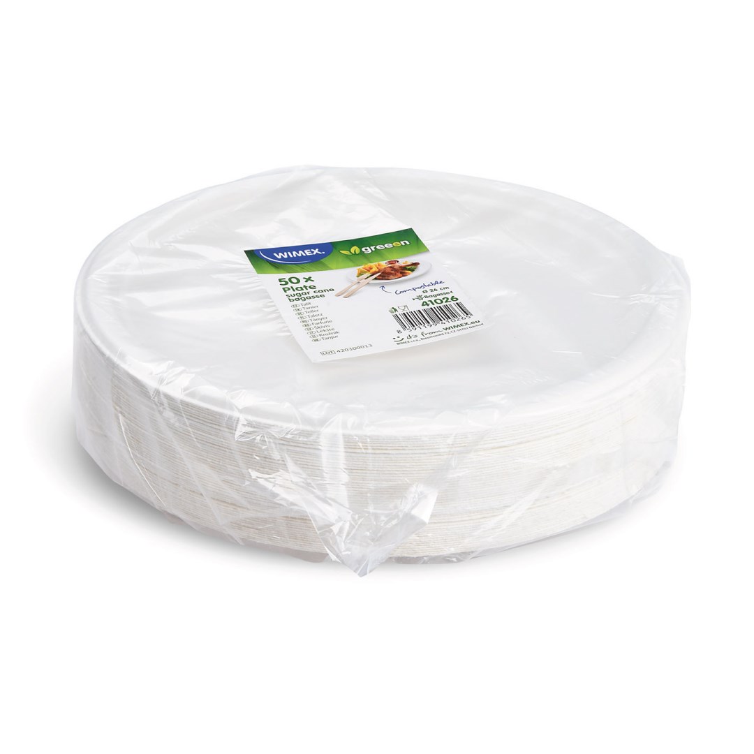 tanier okrúhly BIO cukrová trstina O 26 cm 50 ks