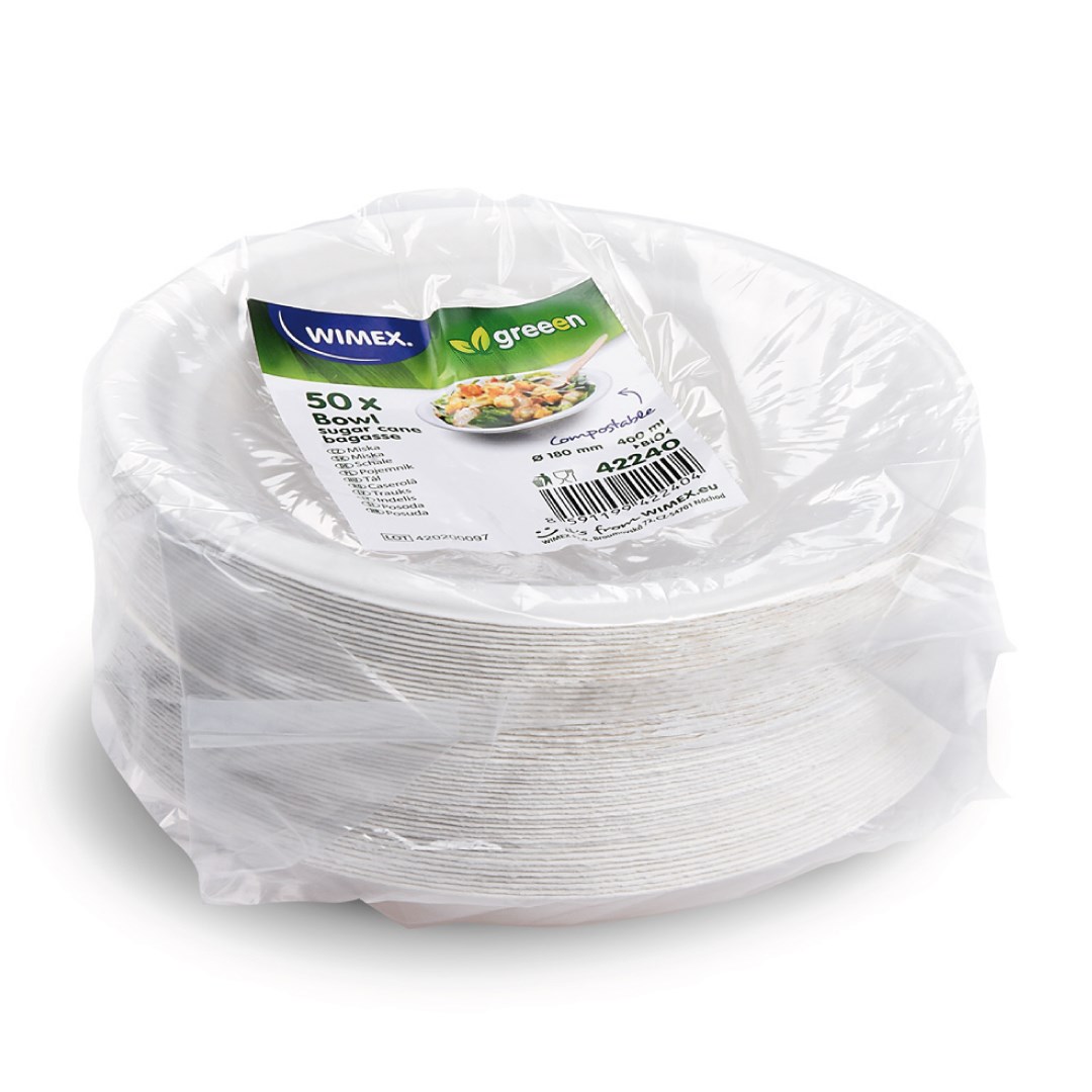 miska guľatá BIO cukrová trstina 400 ml, O 18 x 4 cm 50 ks