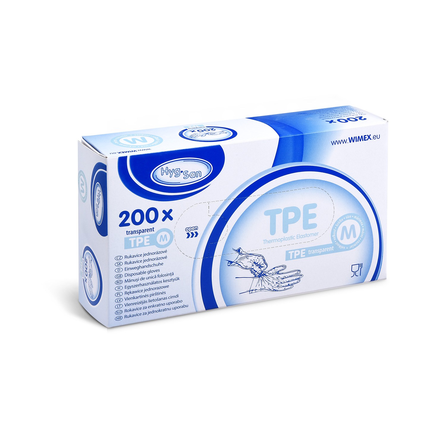 rukavice jednoraz. M 200ks TPE