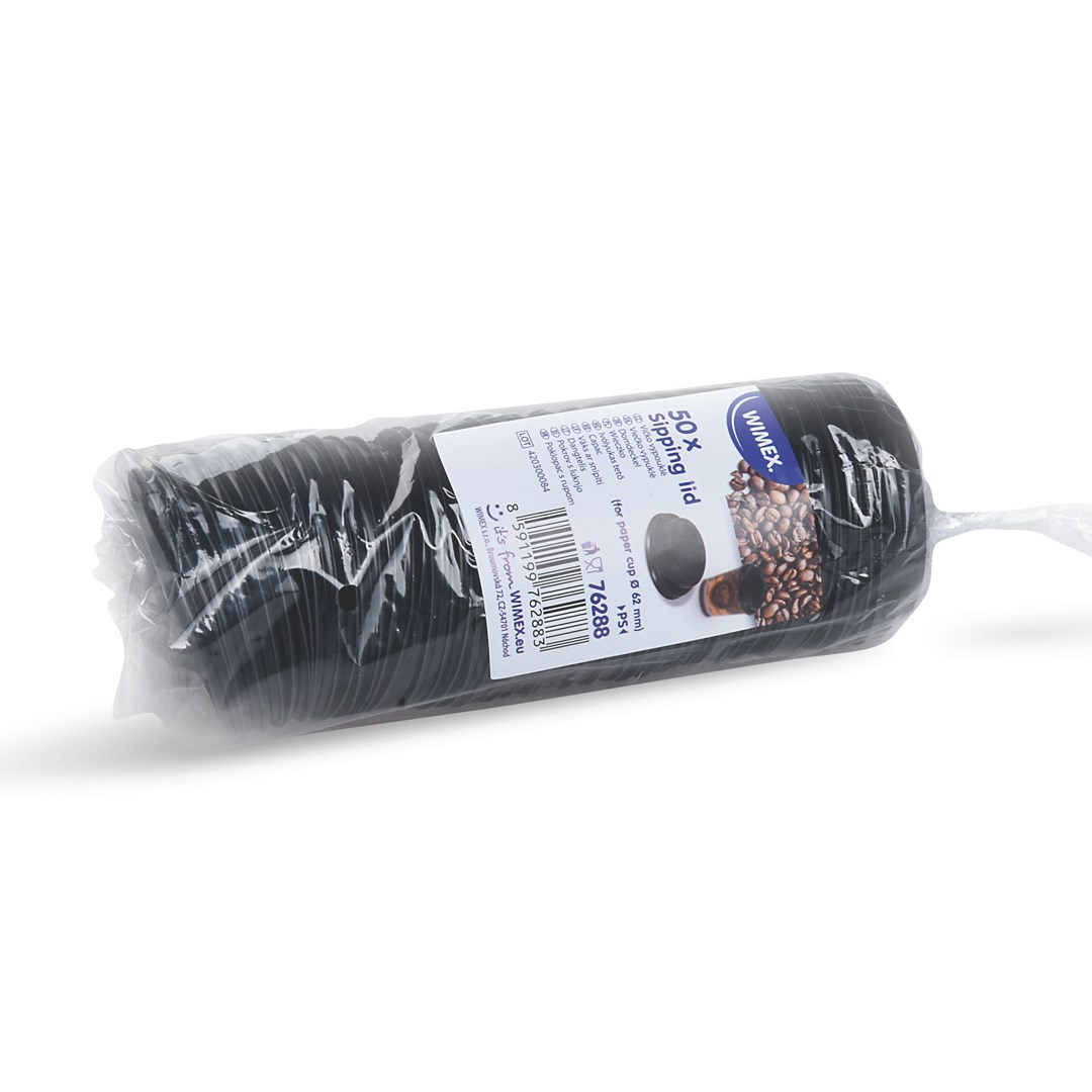 viečko vypuklé čierne pre papierové tégliky priem 62mm 50ks (PS)