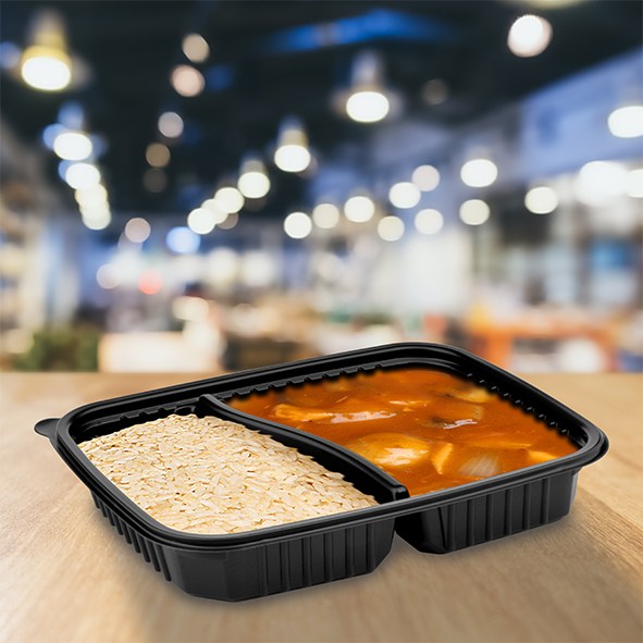 menu misa do mikrovl. rúry 1100ml, 25x18, 5x4cm, 50ks, čená 2-dielna (PP)