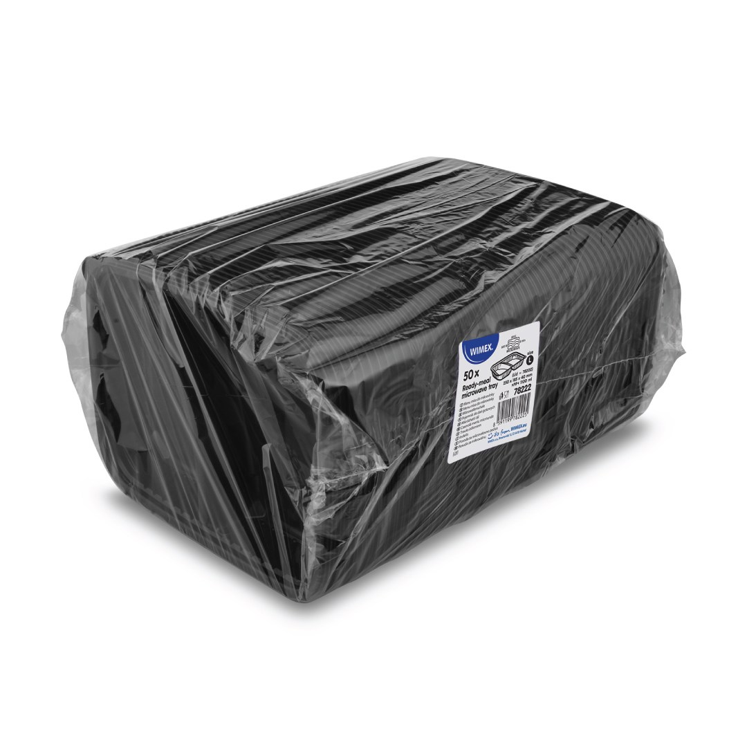 menu misa do mikrovl. rúry 1100ml, 25x18, 5x4cm, 50ks, čená 2-dielna (PP)