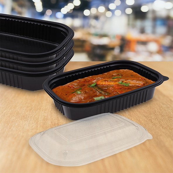 menu misa do mikrovl. rúry 850ml, 22x15x4, 5cm, 50ks, čierna nedelená (PP)