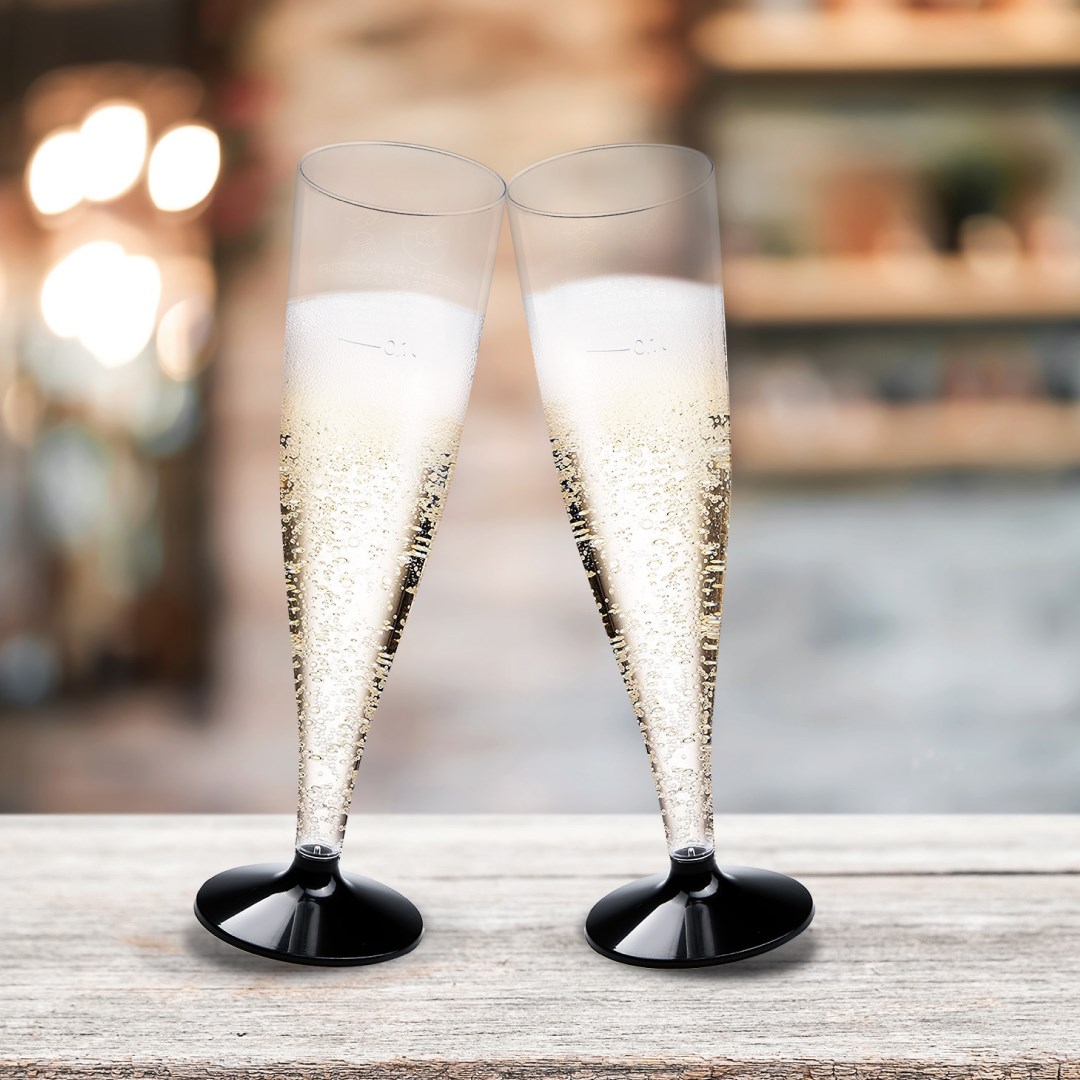 pohárik na sekt 0,1 ls čiernou nôžkou /20ks