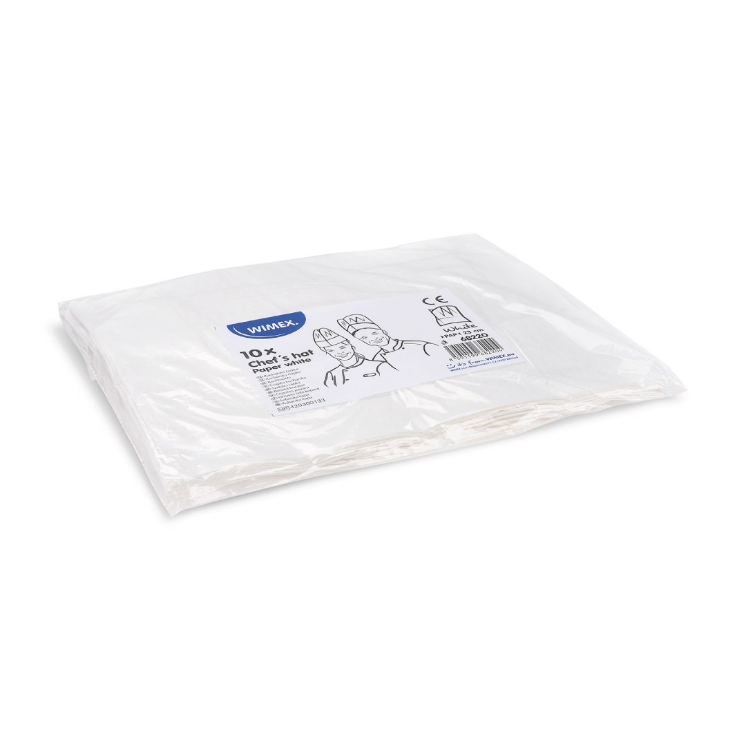 čiapka vysoké 24cm/10ks biele papier HACCP