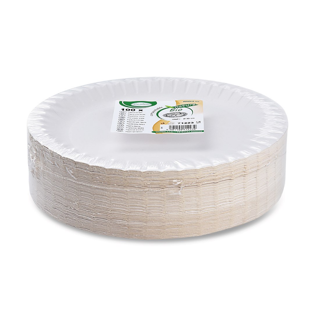 Papierový tanier plytký 23 cm, 100 ks.