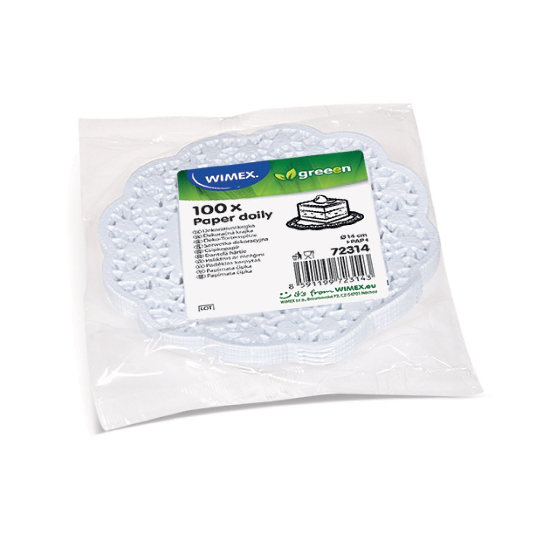 čipky dekoratívne 14 cm 100 ks / okrúhle, biele