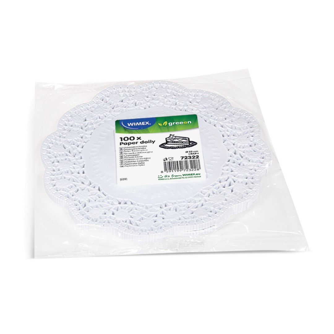 čipky dekoratívne 22 cm 100 ks / okrúhle, biele