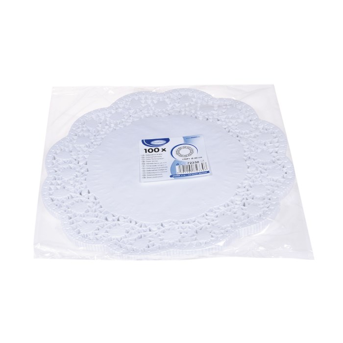 čipky dekoratívne 30 cm 100 ks / okrúhle, biele