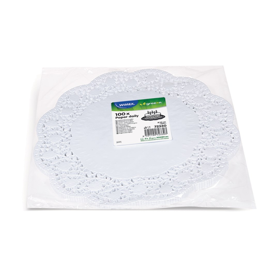 čipky dekoratívne 30 cm 100 ks / okrúhle, biele