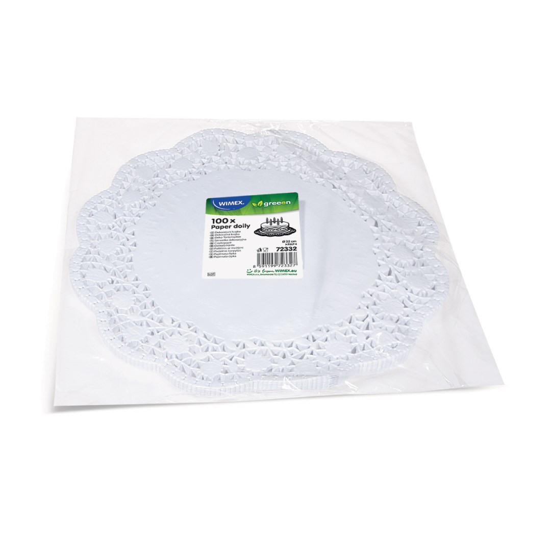 čipky dekoratívne 32 cm 100 ks / okrúhle, biele
