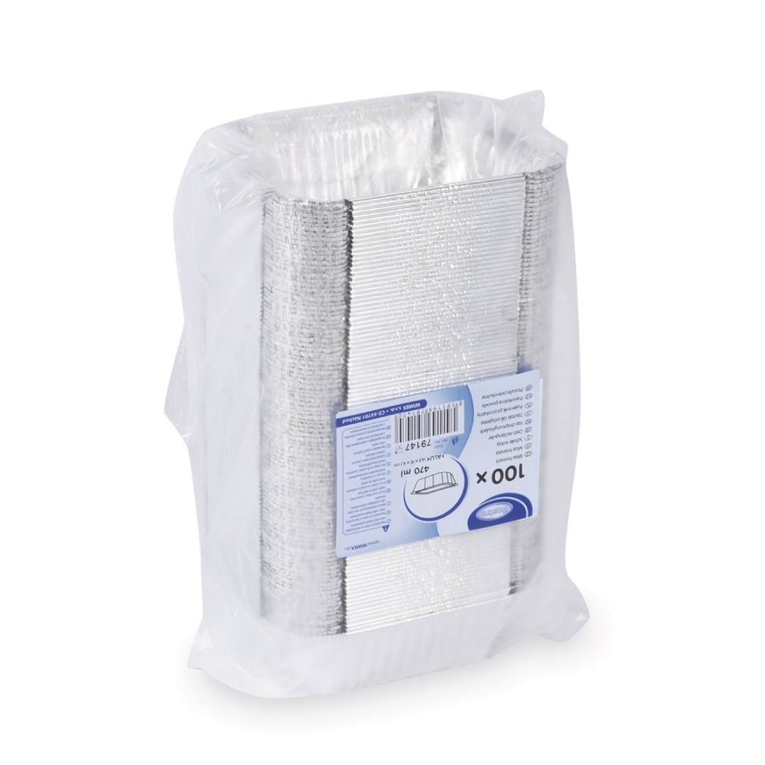 miska hranatá 145 x 120 x 41 mm/470 ml, 100 ks (ALU)