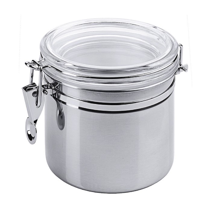 stainless steel food container 1 l diam. 12.5cm/h. 12.5cm, glass lid